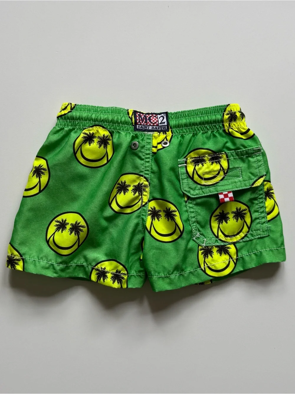 MC2 Saint Barth Boys Smiley Print Palm Swim Shorts - Size 2Y